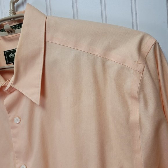 Eddie Bauer Button Down Shirt Men XL Peach Wrinkle & Stain Resistant 100% Cotton - Picture 4 of 13